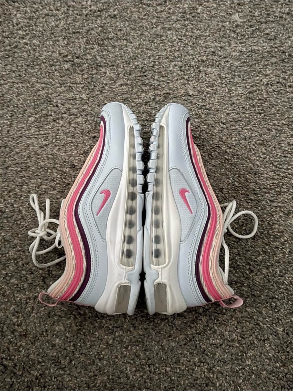 Nike Women's Air Max 97 White with Pink and Purple Wave Accents